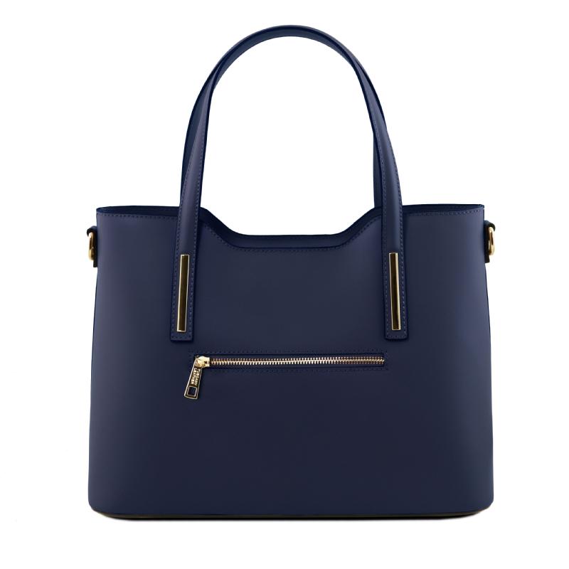 Γυναικεία τσάντα δερμάτινη TL141412 - Μπλε σκούρο - Πίσω όψη 