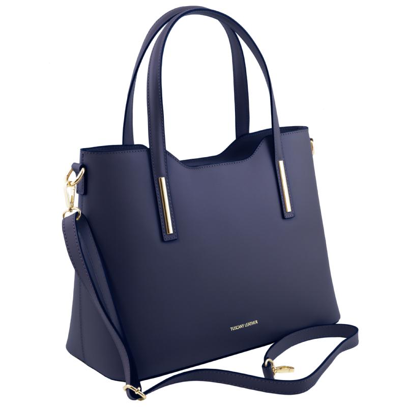 Γυναικεία τσάντα δερμάτινη TL141412 - Μπλε σκούρο - Πλάγια όψη