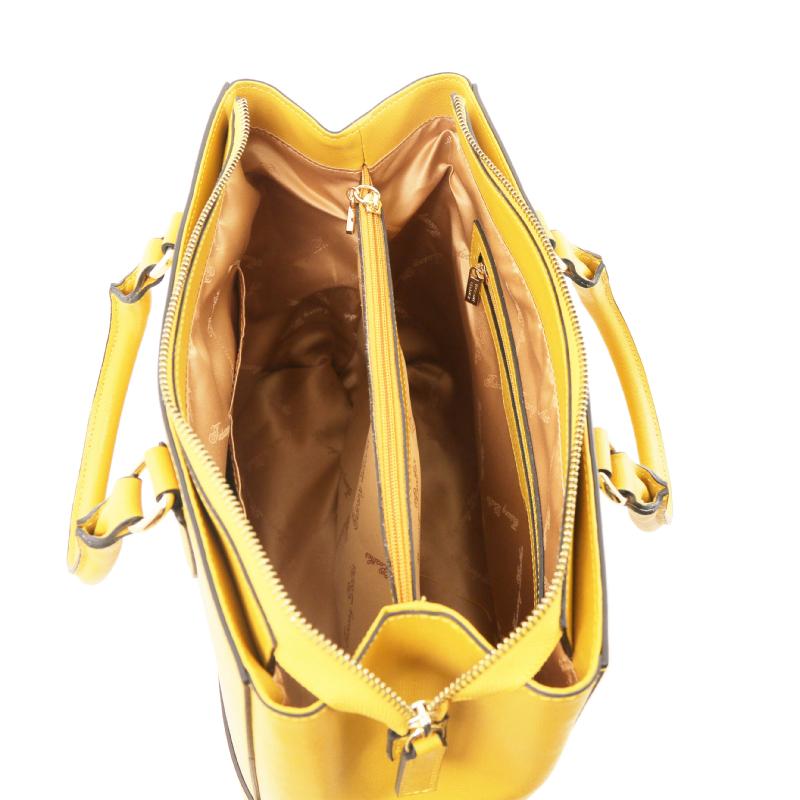 Γυναικεία τσάντα δερμάτινη TL141638 - Κίτρινο - Εσωτερικό