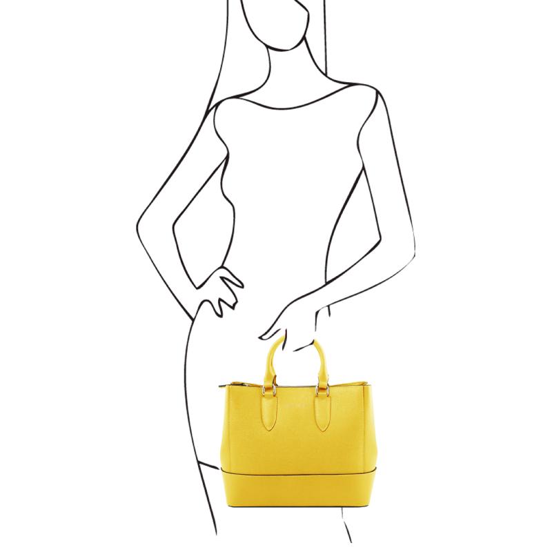 Γυναικεία τσάντα δερμάτινη TL141638 - Κίτρινο - Μέγεθος