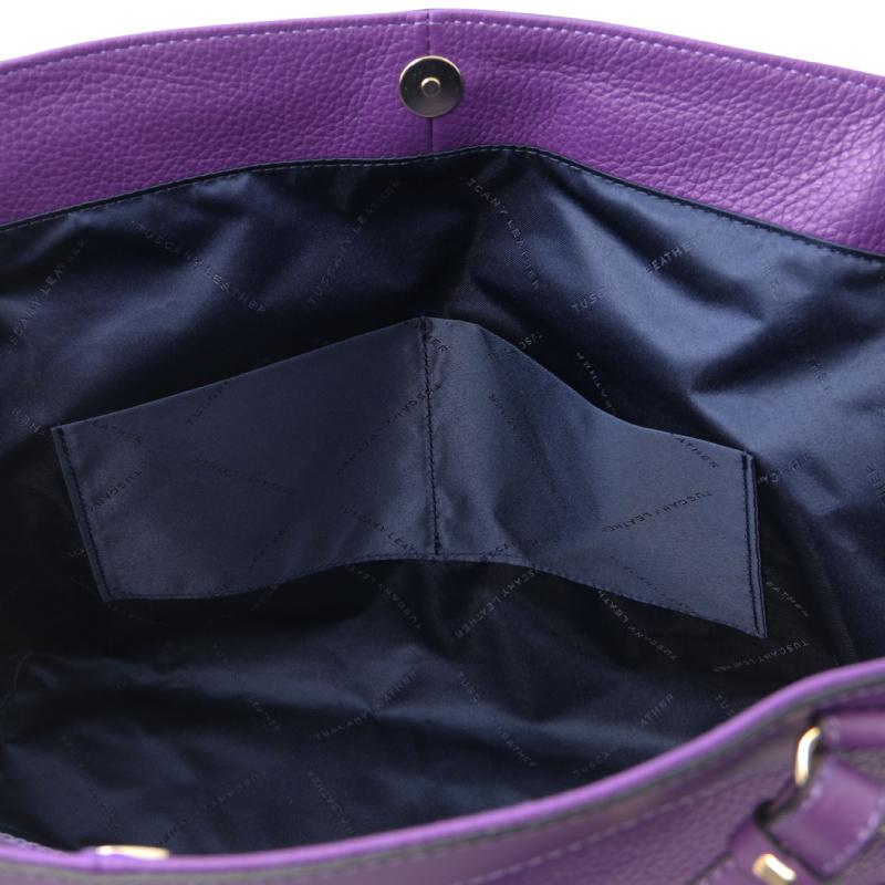 Γυναικεία τσάντα δερμάτινη Ambrosia - Μωβ - Εσωτερικό - Τσέπες
