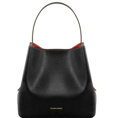 Γυναικεία τσάντα δερμάτινη TL141613 - Μαύρο