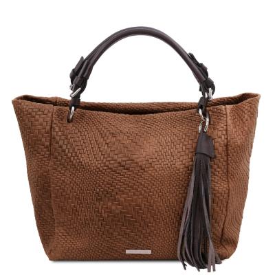 Γυναικεία τσάντα δερμάτινη - TL142066 - Κανελί