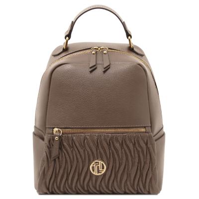 Γυναικεία Τσάντα Πλάτης Δερμάτινη Chantilly - TL142492 - Σταχτί σκούρο