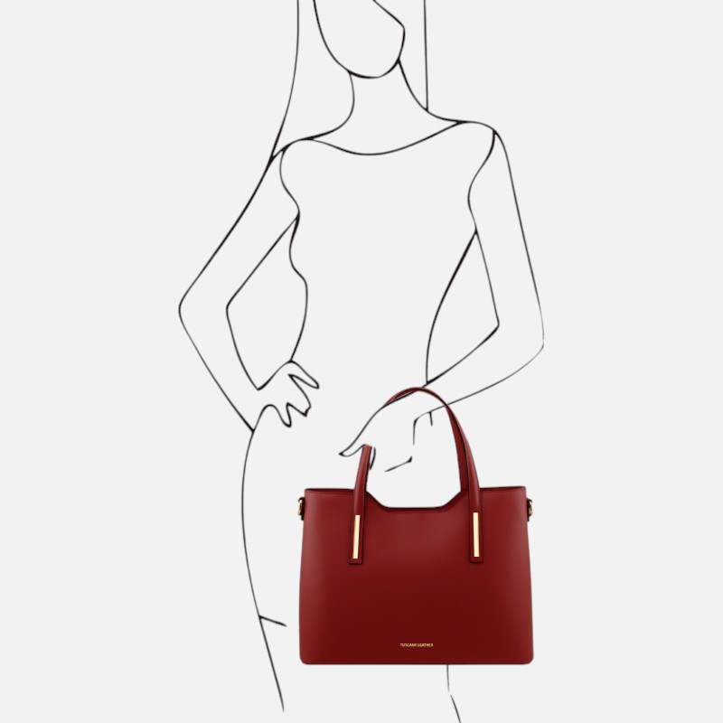 Olimpia Leather tote - Κόκκινο - Image 7