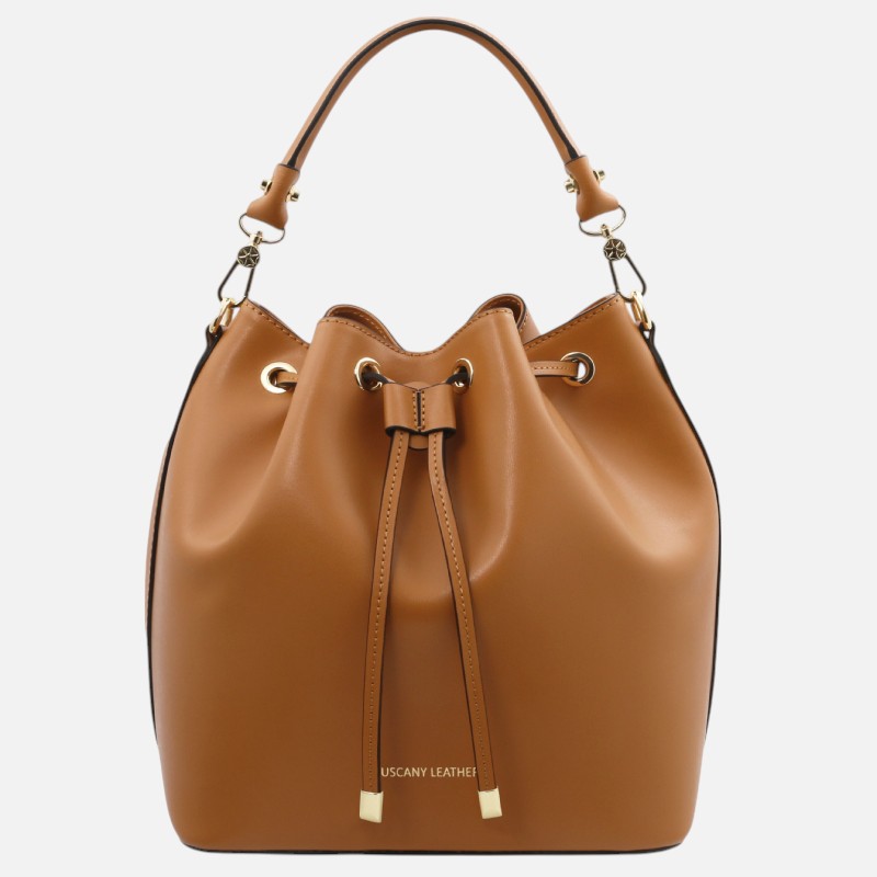 Vittoria Leather bucket bag - Κονιάκ