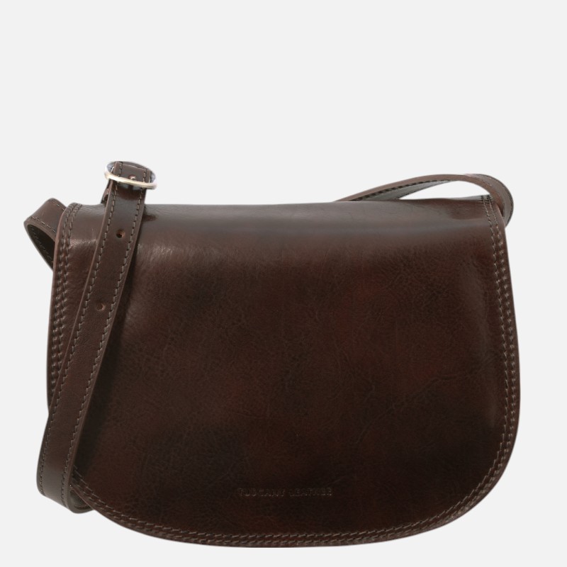 Isabella Lady leather bag - Καφέ σκούρο