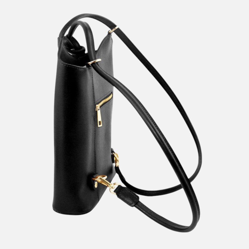 Patty Saffiano leather convertible backpack shoulderbag - Μαύρο - Image 3