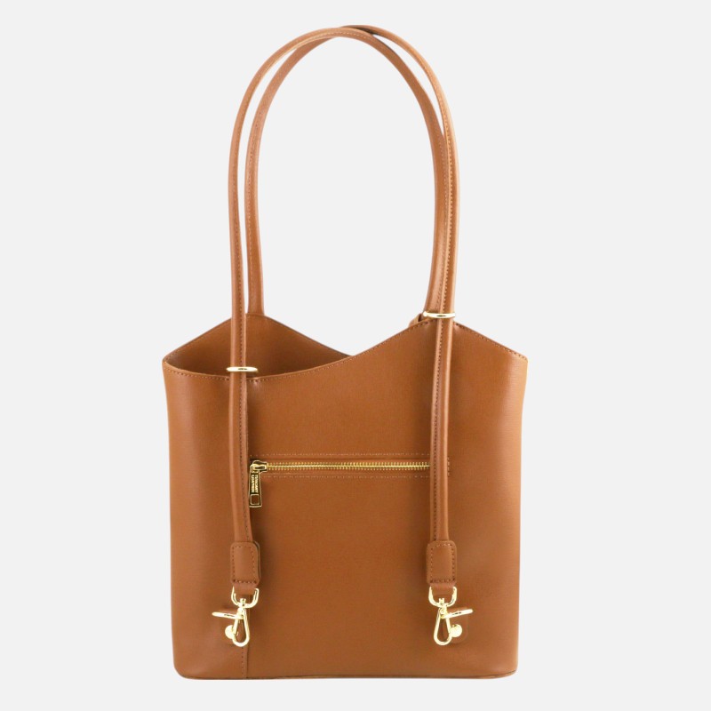 Patty Saffiano leather convertible backpack shoulderbag - Κονιάκ - Image 5