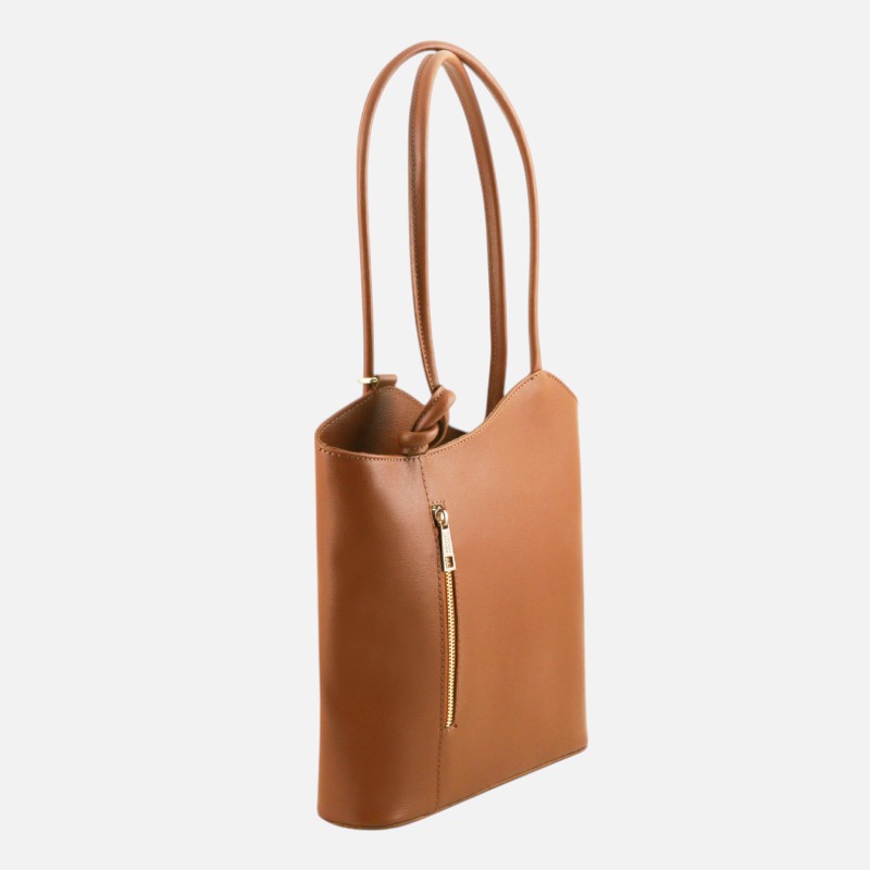 Patty Saffiano leather convertible backpack shoulderbag - Κονιάκ - Image 2