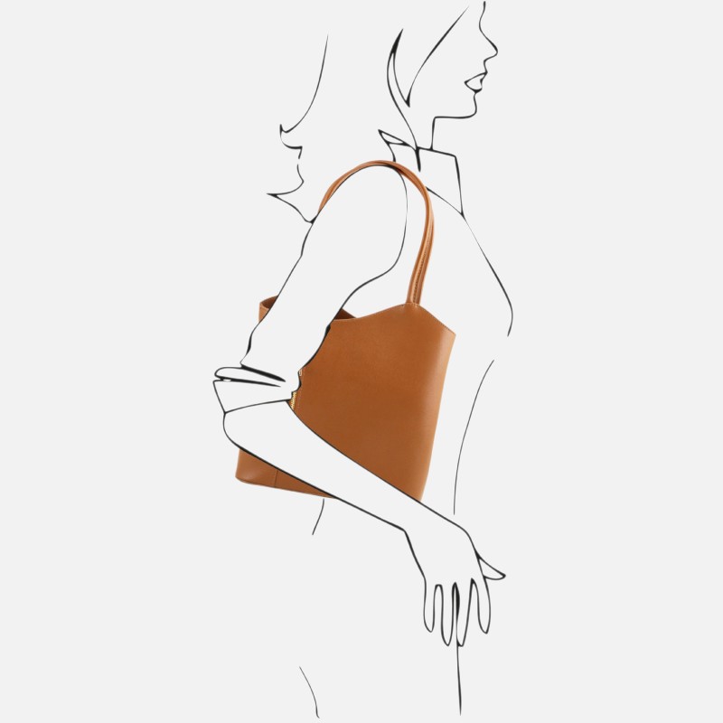 Patty Saffiano leather convertible backpack shoulderbag - Κονιάκ - Image 7