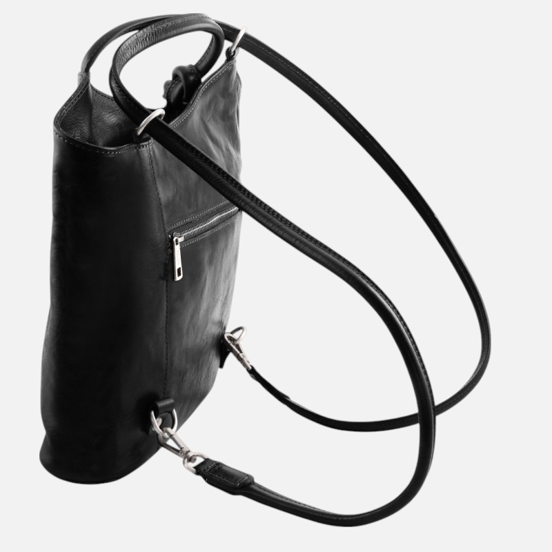 Patty Leather convertible backpack shoulderbag - Μαύρο - Image 5
