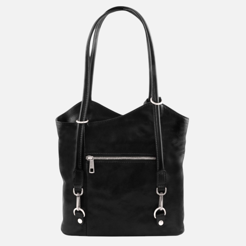 Patty Leather convertible backpack shoulderbag - Μαύρο - Image 6