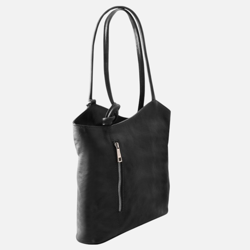 Patty Leather convertible backpack shoulderbag - Μαύρο - Image 2