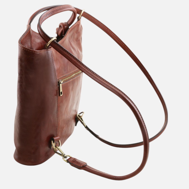 Patty Leather convertible backpack shoulderbag - Καφέ - Image 5