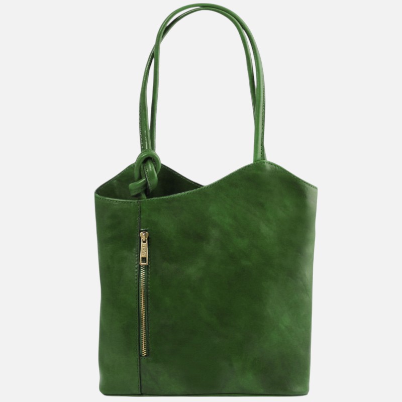Patty Leather convertible backpack shoulderbag - Πράσινο