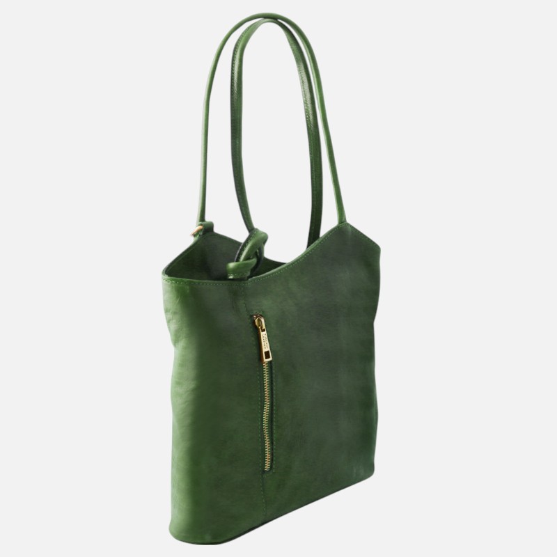 Patty Leather convertible backpack shoulderbag - Πράσινο - Image 2