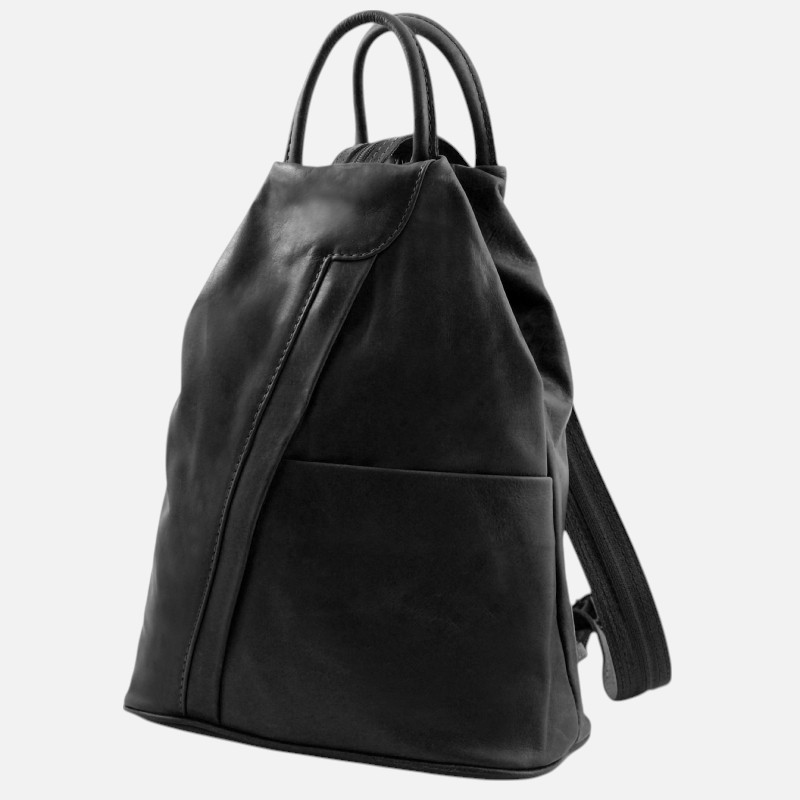 Shanghai Soft leather backpack - Μαύρο - Image 2