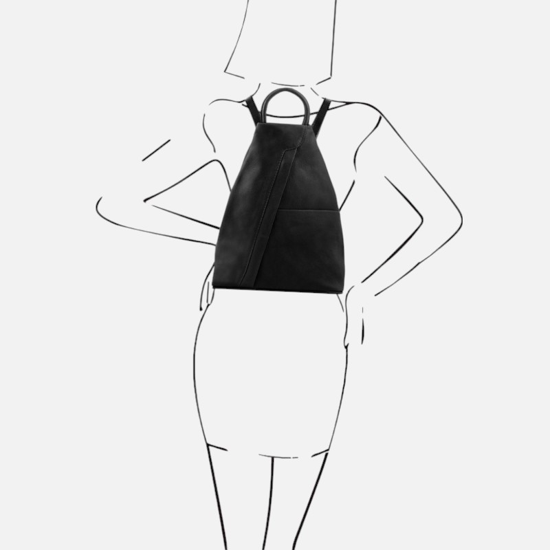 Shanghai Soft leather backpack - Μαύρο - Image 6