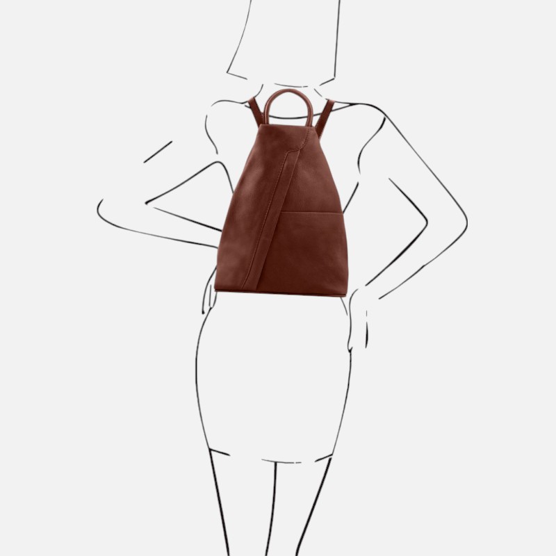 Shanghai Soft leather backpack - Καφέ - Image 6