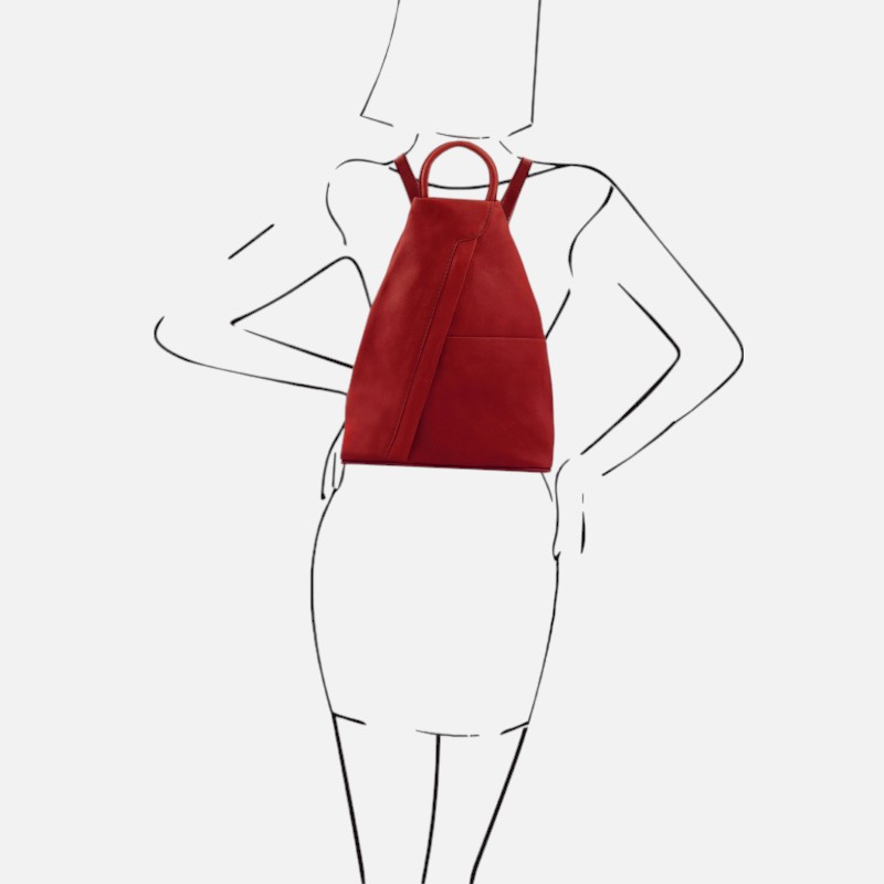 Shanghai Soft leather backpack - Κόκκινο - Image 4