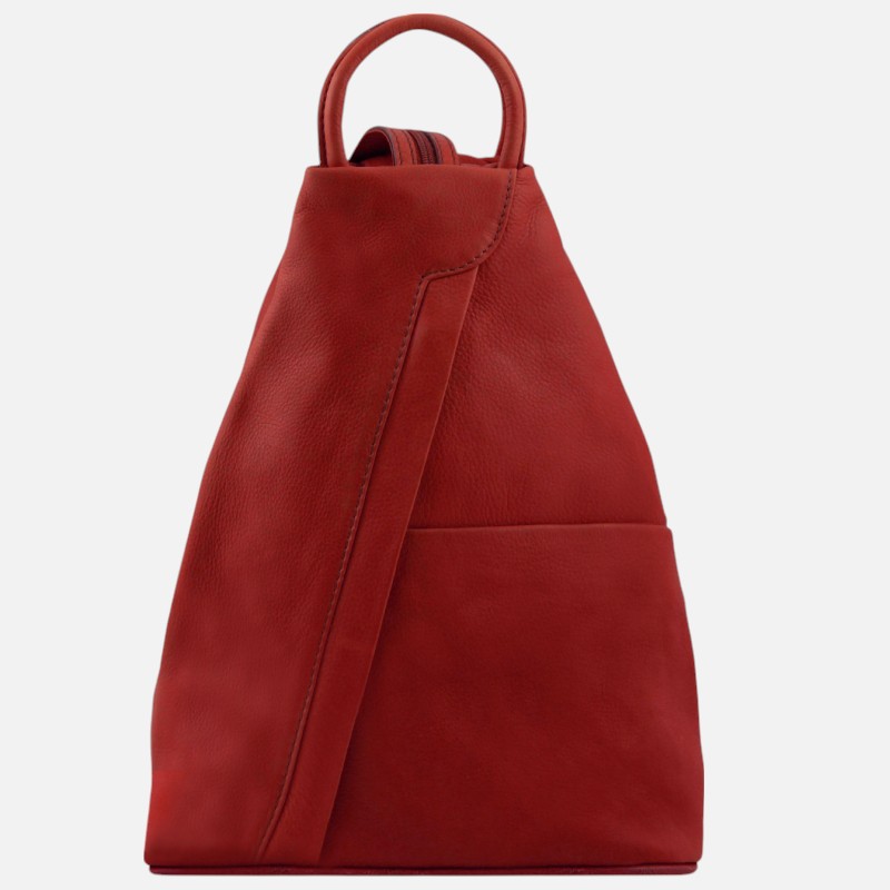 Shanghai Soft leather backpack - Κόκκινο