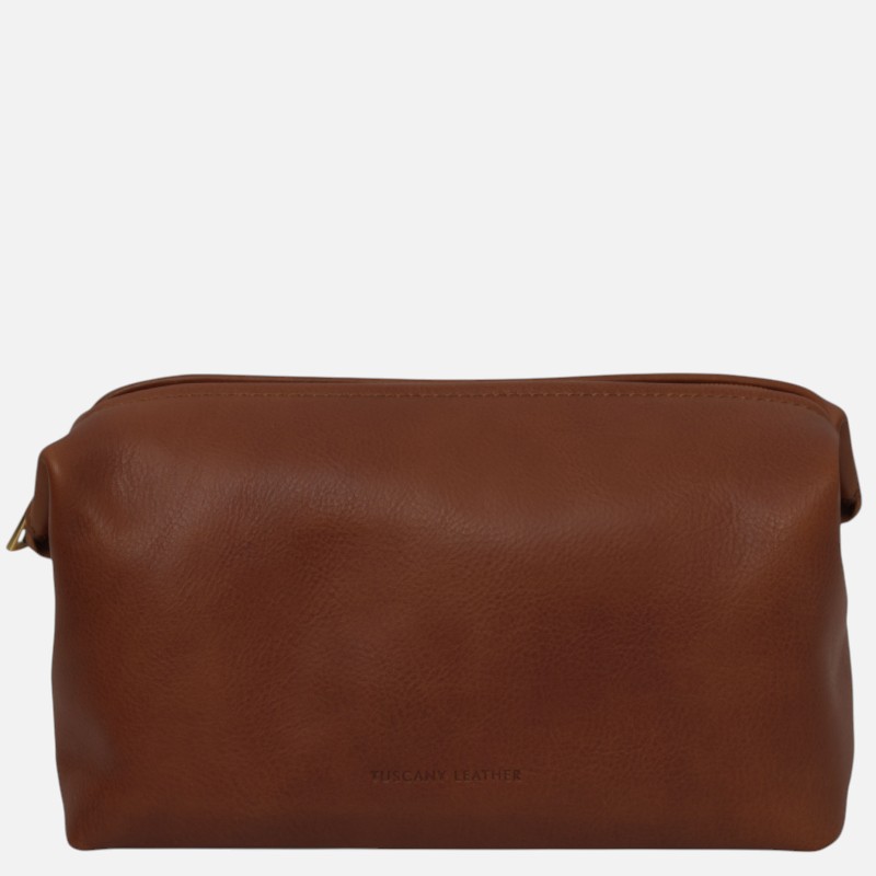 Smarty Leather toiletry bag - Large size - Καφέ