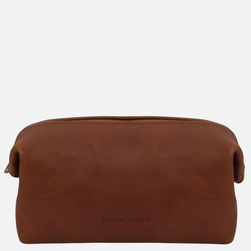 Smarty Leather toiletry bag - Small size - Καφέ