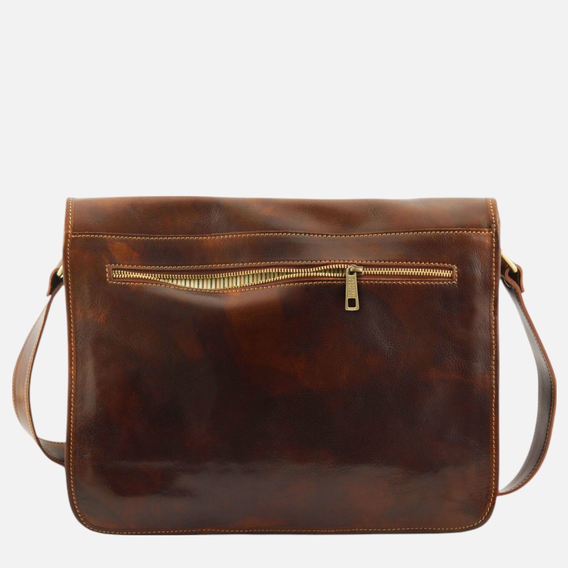 Messenger double Crossbody leather bag - Καφέ - Image 7