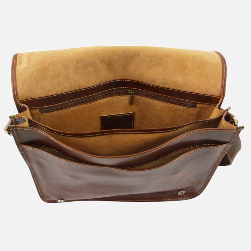 Messenger double Crossbody leather bag - Καφέ - Image 5