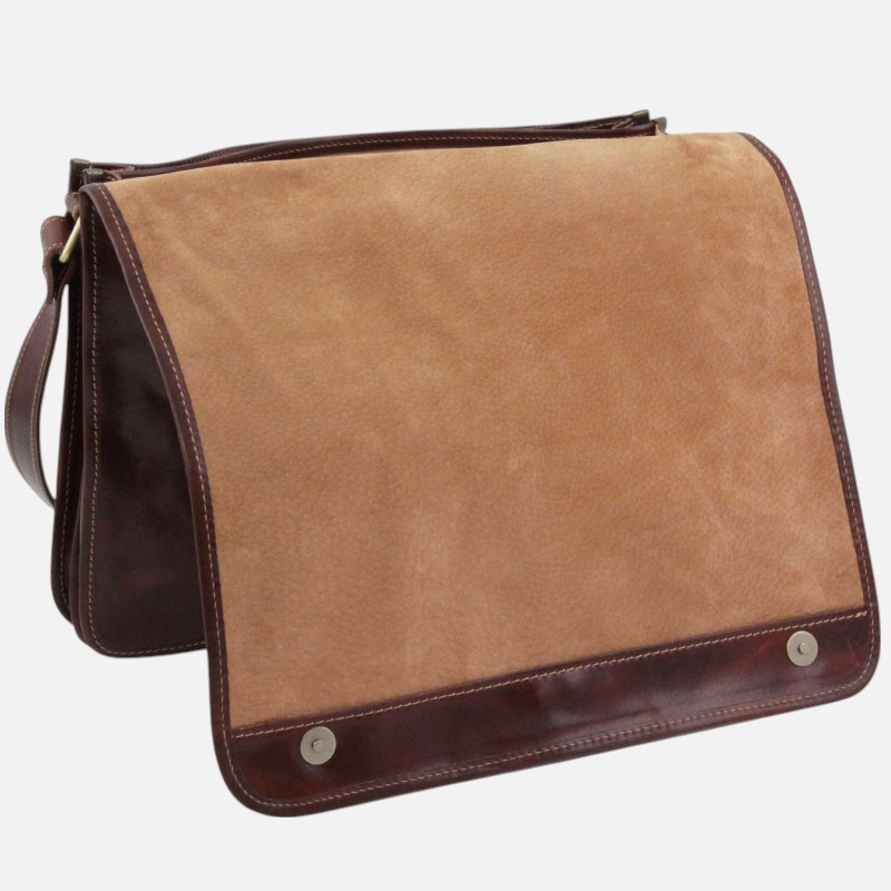 Messenger double Crossbody leather bag - Καφέ - Image 6