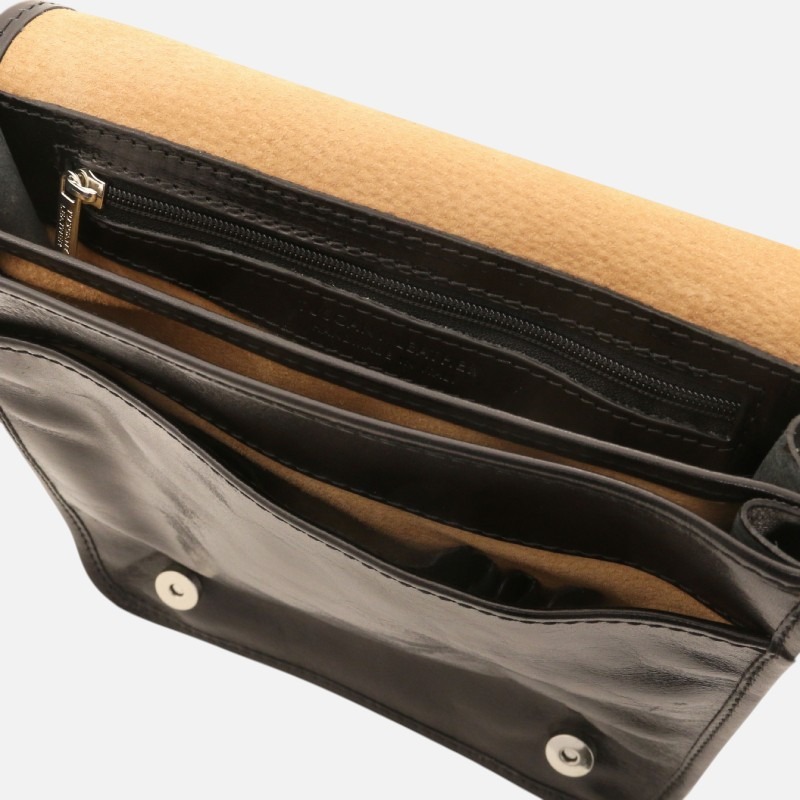 TL Messenger Two compartments leather shoulder bag - Καφέ - Image 2