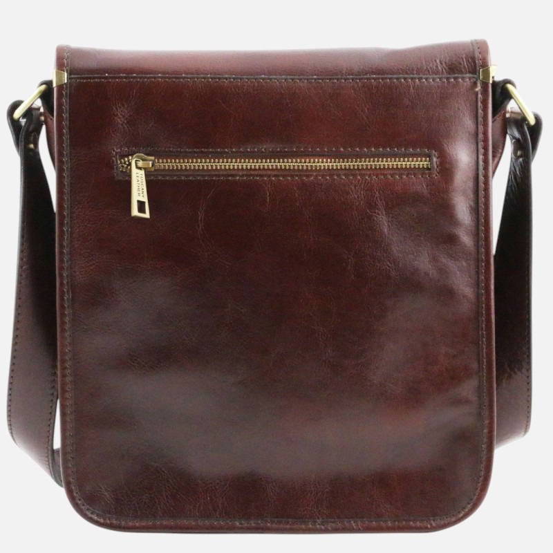 TL Messenger Two compartments leather shoulder bag - Καφέ - Image 3