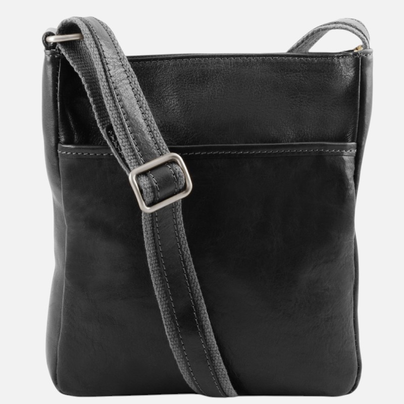 Jason Leather Crossbody Bag - Μαύρο