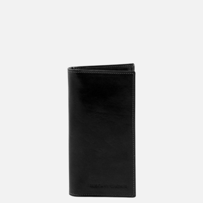 Exclusive vertical 2 fold leather wallet for men - Μαύρο
