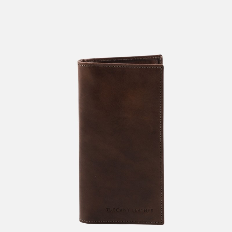 Exclusive vertical 2 fold leather wallet - Καφέ σκούρο