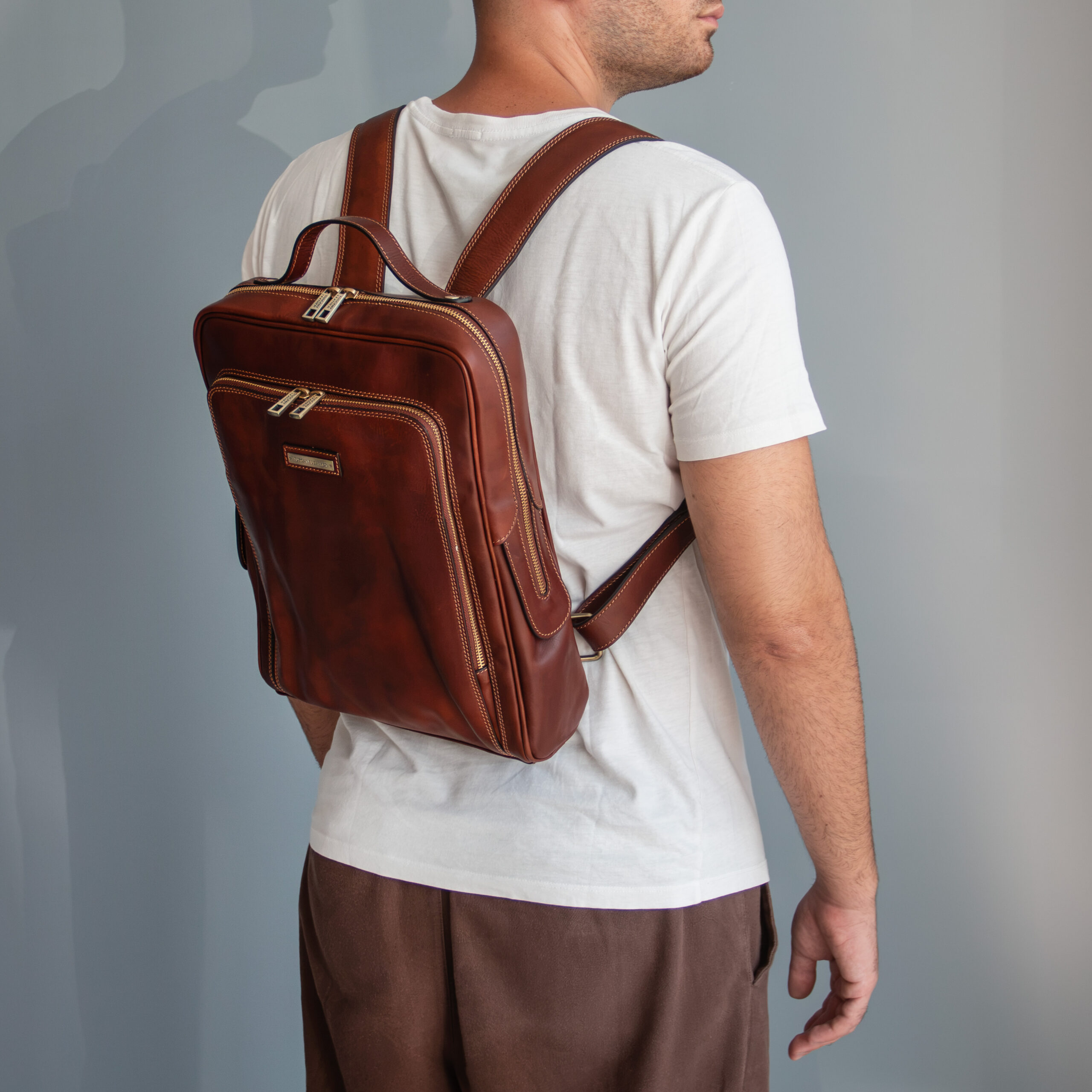 Bangkok Leather laptop backpack - Καφέ - Image 10
