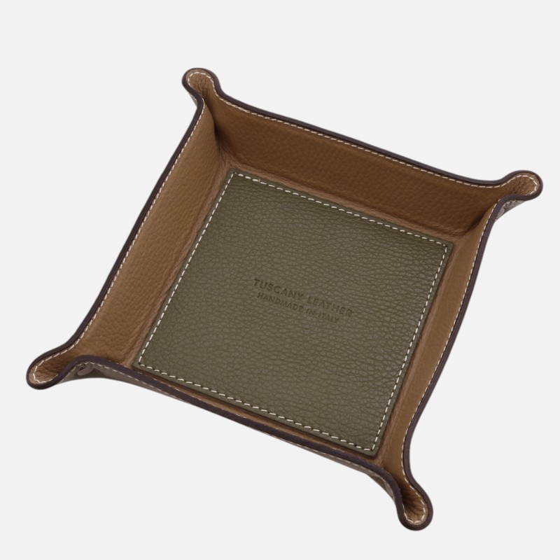 Leather valet tray - Λαδί - Image 2
