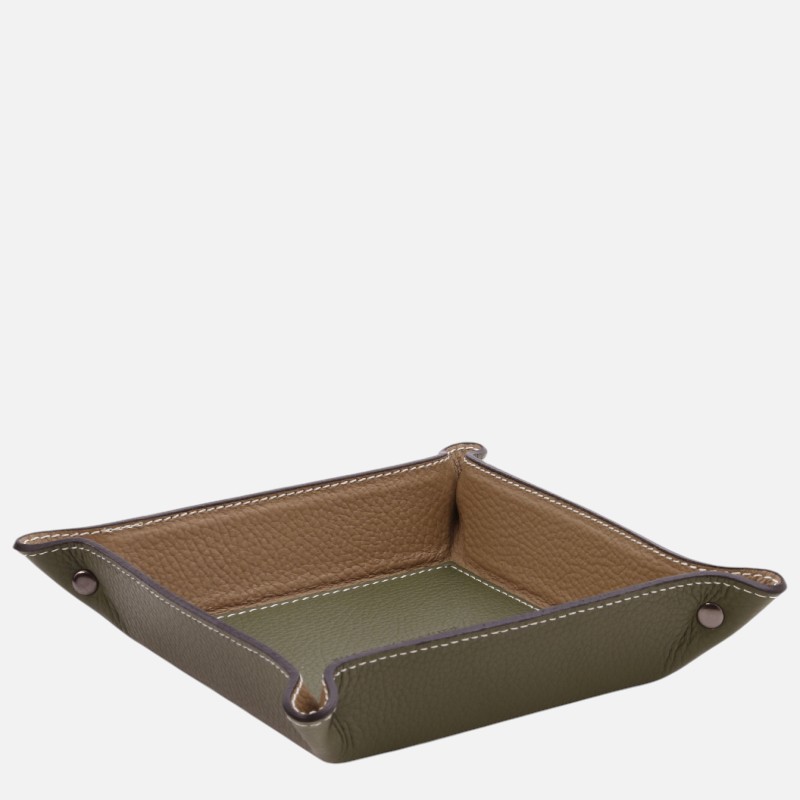 Leather valet tray - Λαδί