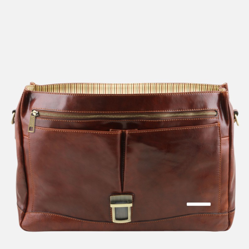 Mantova Leather multi compartment TL SMART briefcase with flap - Φυσικό - Image 6