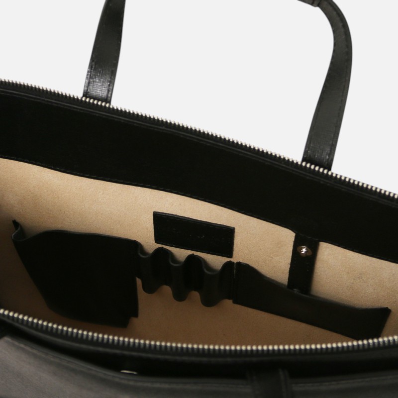 Palermo Saffiano Leather briefcase 3 compartments for women - Μαύρο - Image 6