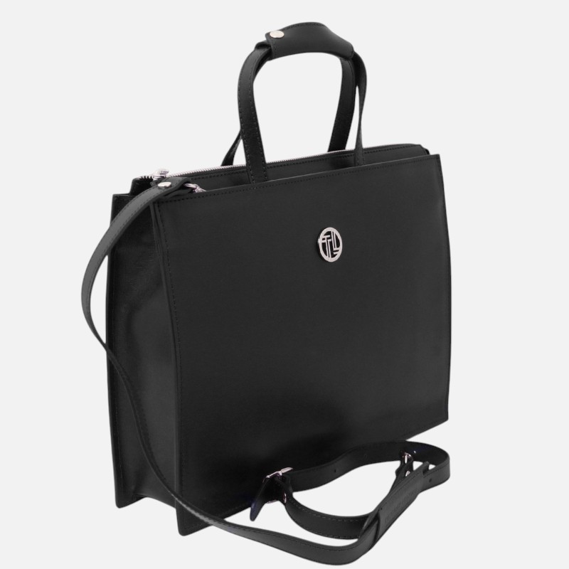 Palermo Saffiano Leather briefcase 3 compartments for women - Μαύρο - Image 2