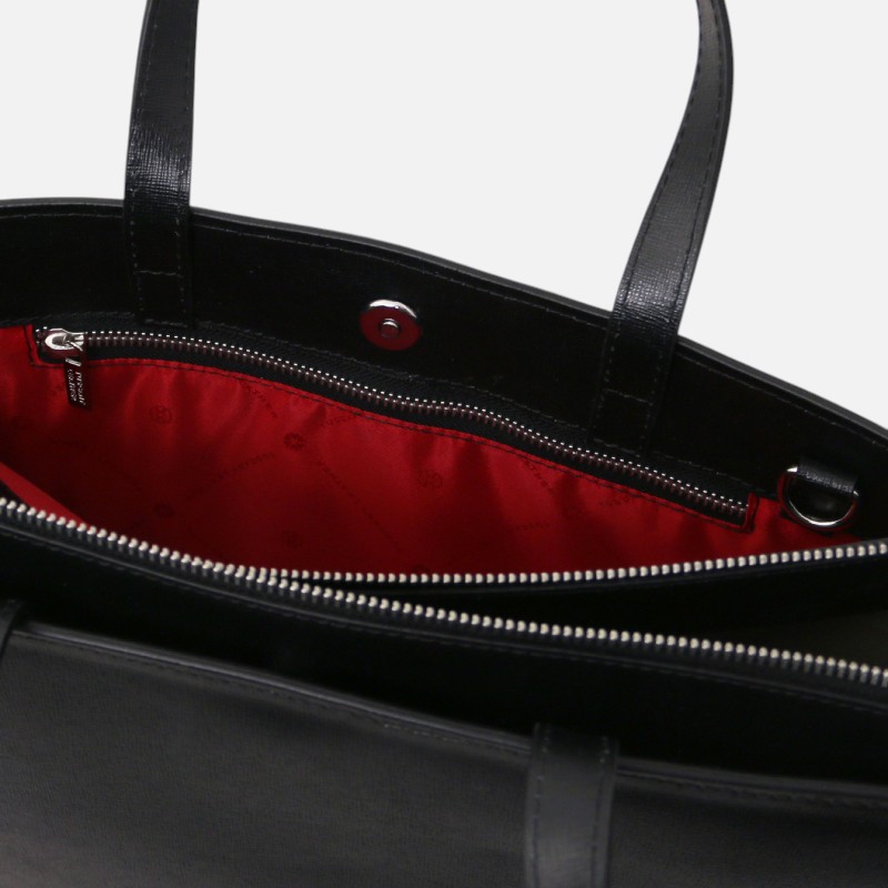 Palermo Saffiano Leather briefcase 3 compartments for women - Μαύρο - Image 4