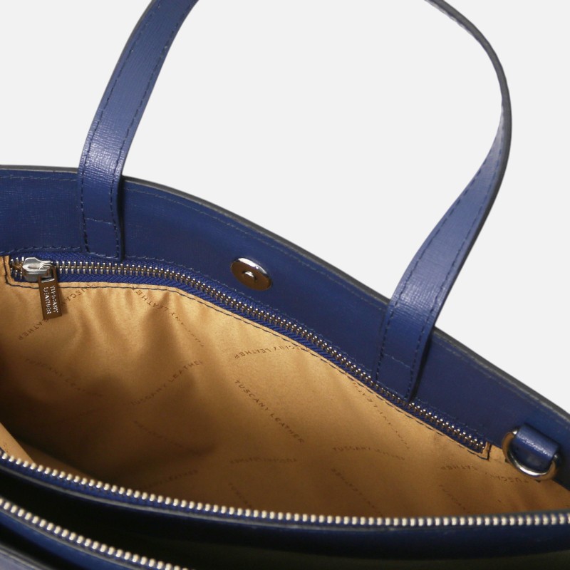 Palermo Saffiano Leather briefcase 3 compartments for women - Μπλε σκούρο - Image 5