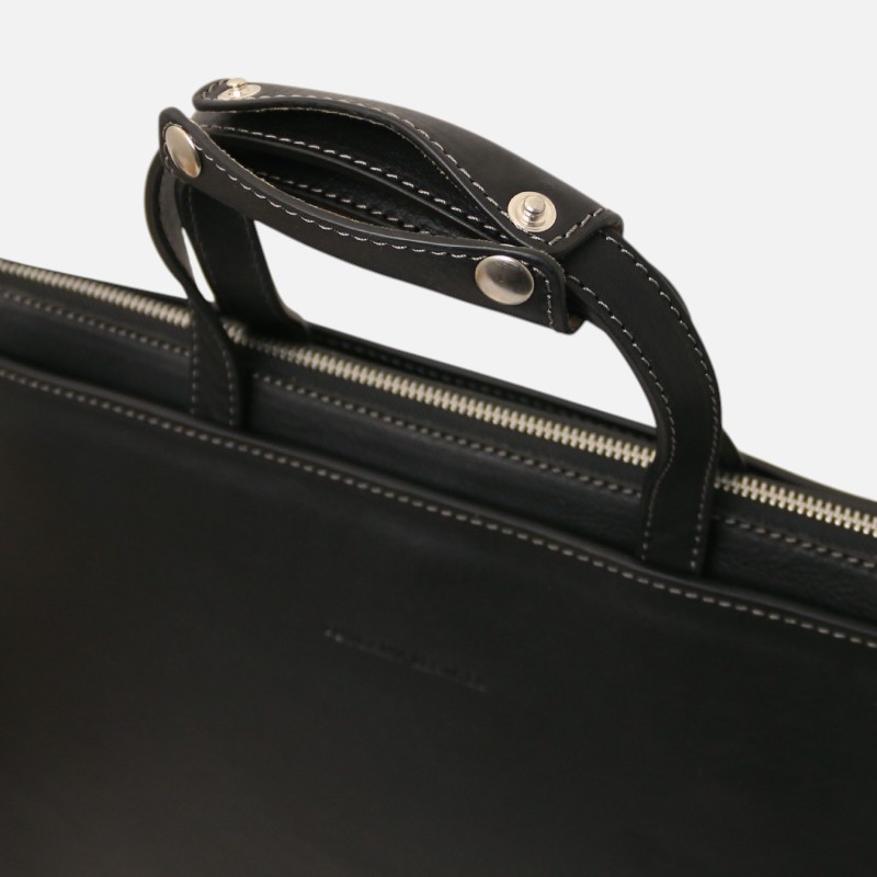Palermo Leather briefcase 3 compartments for women - Μαύρο - Image 3