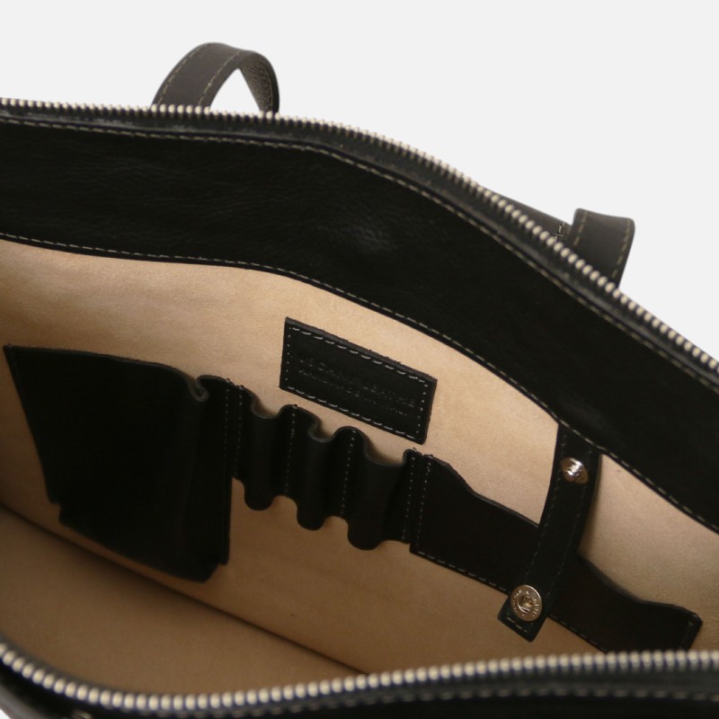 Palermo Leather briefcase 3 compartments for women - Μαύρο - Image 6