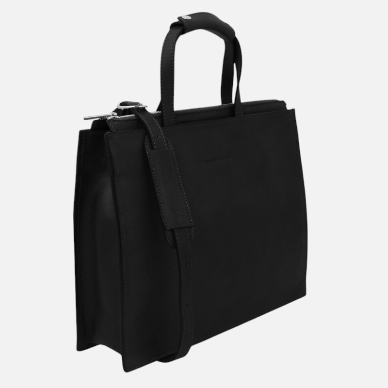 Palermo Leather briefcase 3 compartments for women - Μαύρο - Image 2
