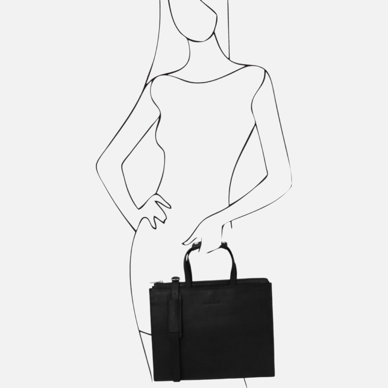 Palermo Leather briefcase 3 compartments for women - Μαύρο - Image 9