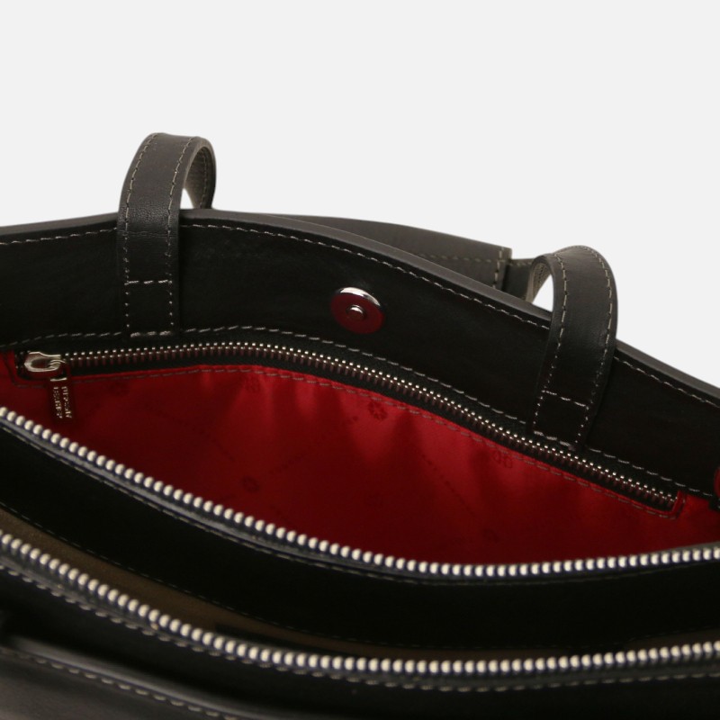 Palermo Leather briefcase 3 compartments for women - Μαύρο - Image 4