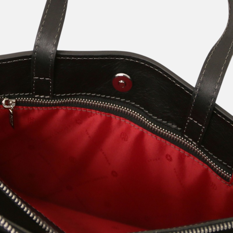 Palermo Leather briefcase 3 compartments for women - Μαύρο - Image 5